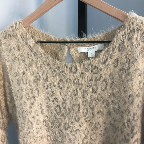 Piperlime Mohair Leopard Keyhole Sweater - Picture 3 of 8
